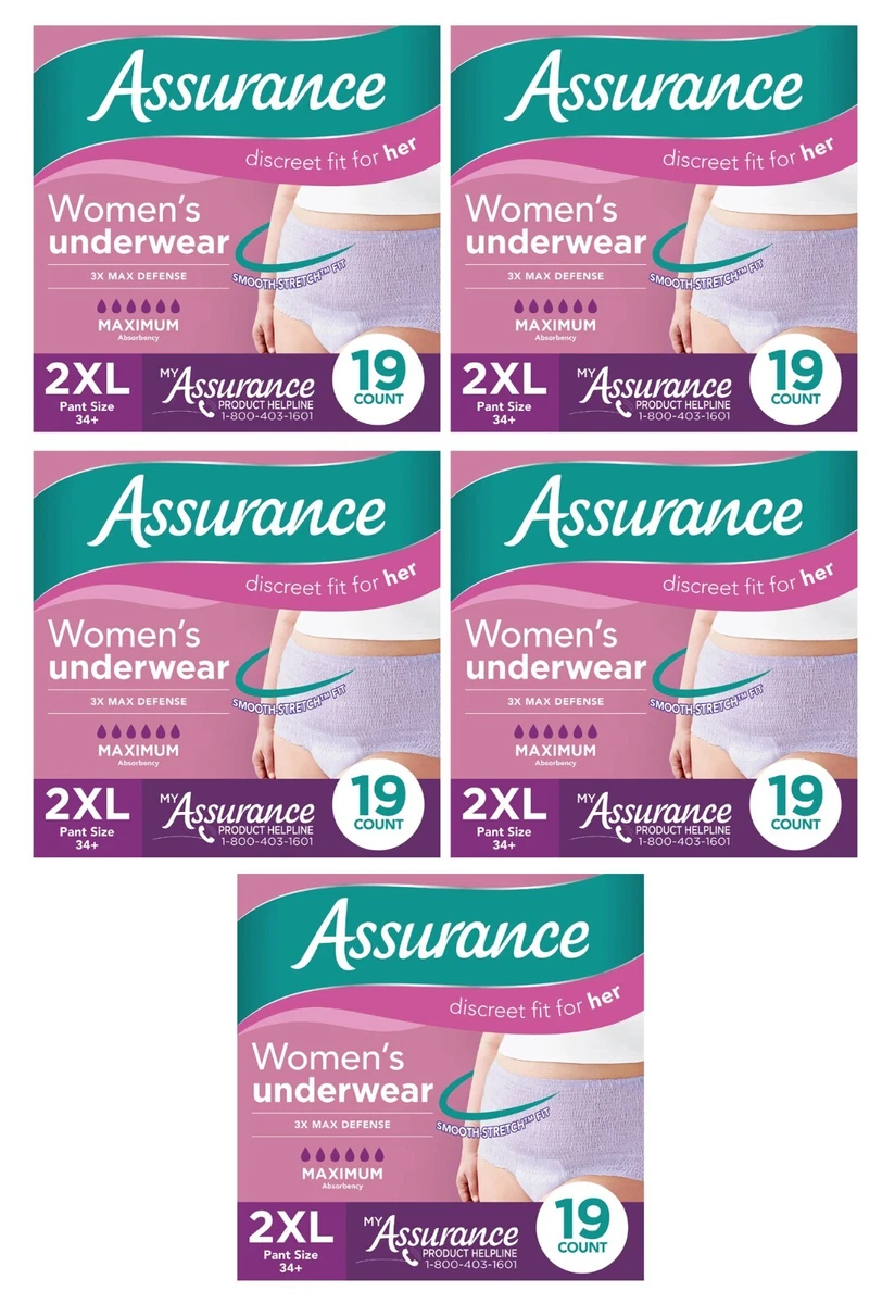 95 Ct Assurance Women Incontinence Underwear Discreet Protection Max Absorb  2XL