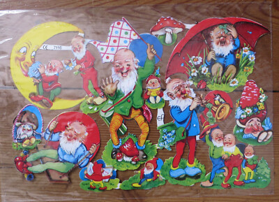 Oblaten, Glanzbilder, Scraps, Bokmärken, Decoupis - Kartenbogen 7116 Zwerge NEU