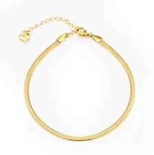 Stainless Steel Herringbone Chain Snake Cuban Gold Bracelet Anti Tarnish PE14