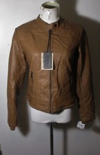 Women's Ci Sono By Cavalini Brown Full Zip Faux Leather Jacket Size S Nwt