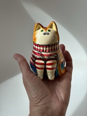 Joan de Bethel Katze Figur Spardose Kunst / Studiokeramik gestreift Pullover