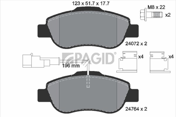 Bremsbelagsatz Scheibenbremse Pagid T2215N FüR Ford Ka RU8 Tdci Fiat 500-image