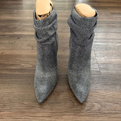 Jessica Simpson 9.5M Silver Glitter Slouchy Stiletto Ankle Boots Glam Party
