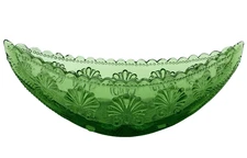 Vintage MCM L.G. Wright Shell Crescent Dish, Footed, Emerald Green, 9.25", MINT