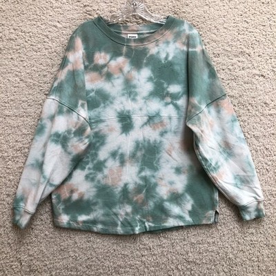 PINK Victorias Secret Sweatshirt Medium Adult Green Tie Dye Pullover Womens M