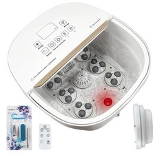 teepten Collapasible Foot Spa Bath Massager with Heat, Pedicure Foot Spa with Bu