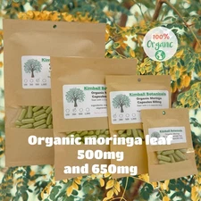 USDA Organic Moringa (Moringa oleifera) 500mg or 650mg, tincture or vegetarian
