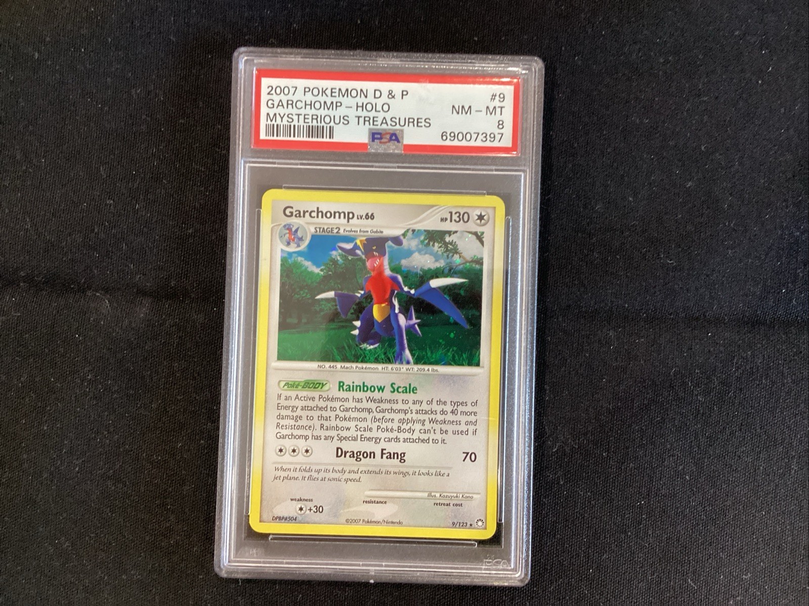 2007 POKEMON DIAMOND & PEARL GARCHOMP HOLO MYSTERIOUS TREASURES 9/123 PSA 8