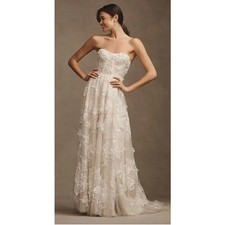WATTERS Arien Ivory 3D Floral Corset Ball Gown Wedding Dress 14 NWT