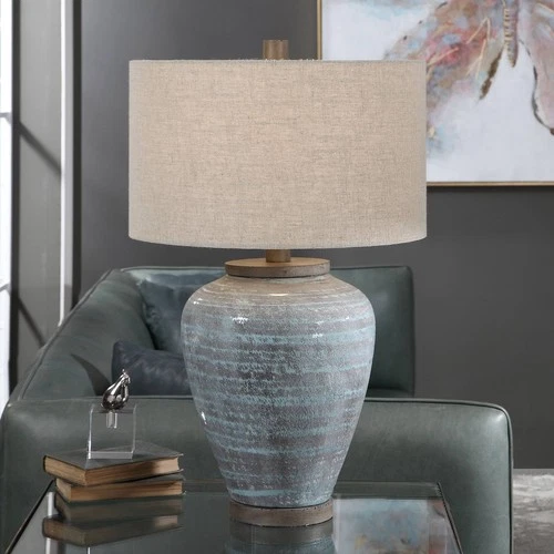 Uttermost Pelia 27 1/2" Blue Gray Coastal Modern Ceramic Table Lamp - Picture 1 of 10