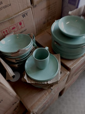 geschirrset 4 Personen Keramik 16 Teile in Grün