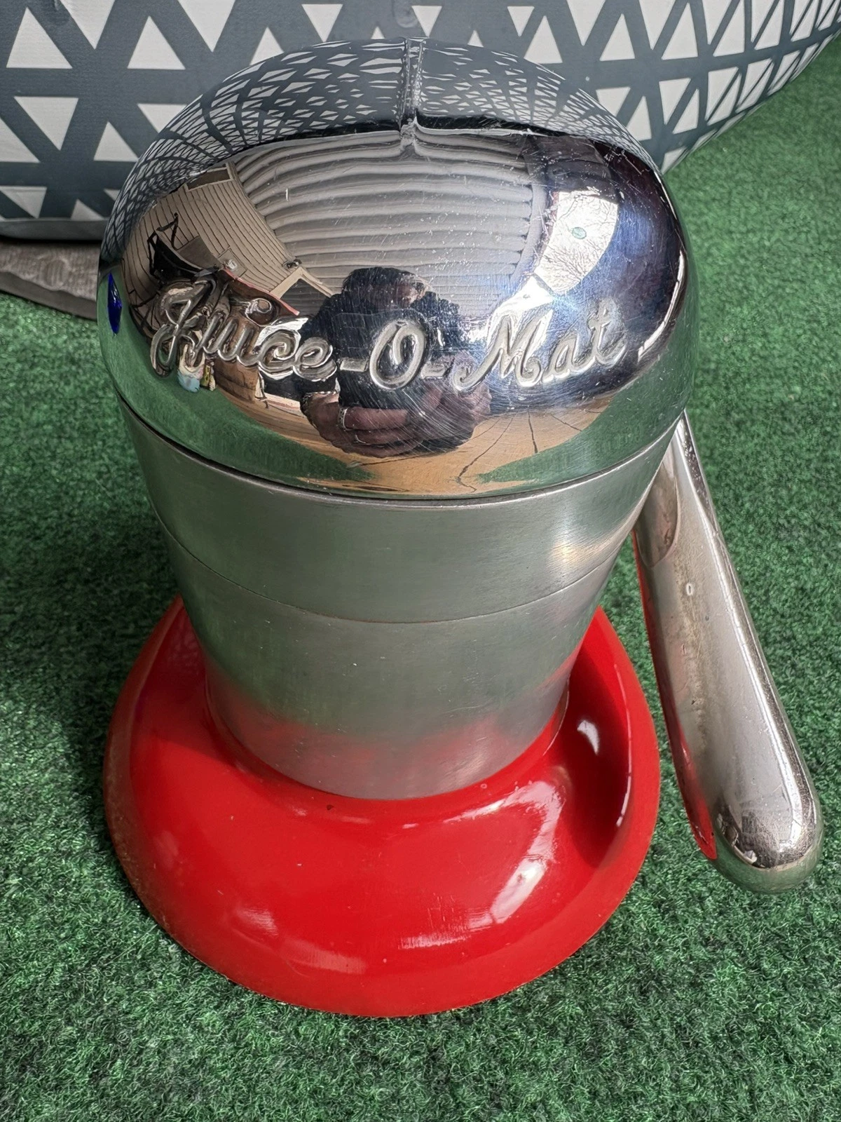 RIVAL JUICE-O-MAT Tilt Top Hand Crank Metal Juicer Red NJ-848 COMPLETE Vintage