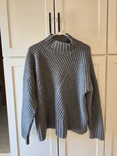 OLIVE + OAK Gray Grey Oversized Turtleneck Sweater - Size XL Ribbed