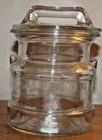 Vintage LE Smith Milk Can Shaped Glass Cookie Jar Canister w/ Lid 8"