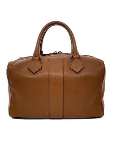 Authentic Yves Saint Laurent Mini Boston Bag Leather Camel Top Handle Zip Purse