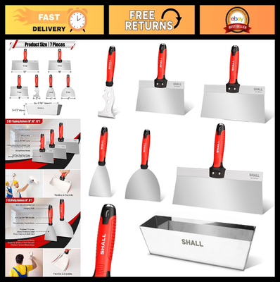 #ad #ad 7 Piece Stainless Steel Drywall Tool Kit Putty Knife Taping Knife Mud Pan amp; $66.99