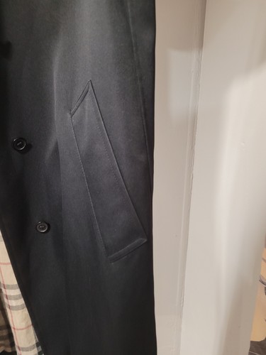 Burberry Vintage Womens Black Satin Nova Check Trench Coat LONDON Size Xs - Picture 8 of 19