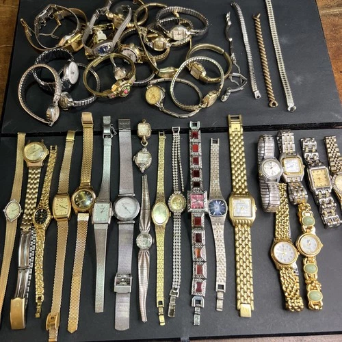43 PC VTG Women’s Watch Lot Bulova Seiko Gruen Swiss GF Parts Repair