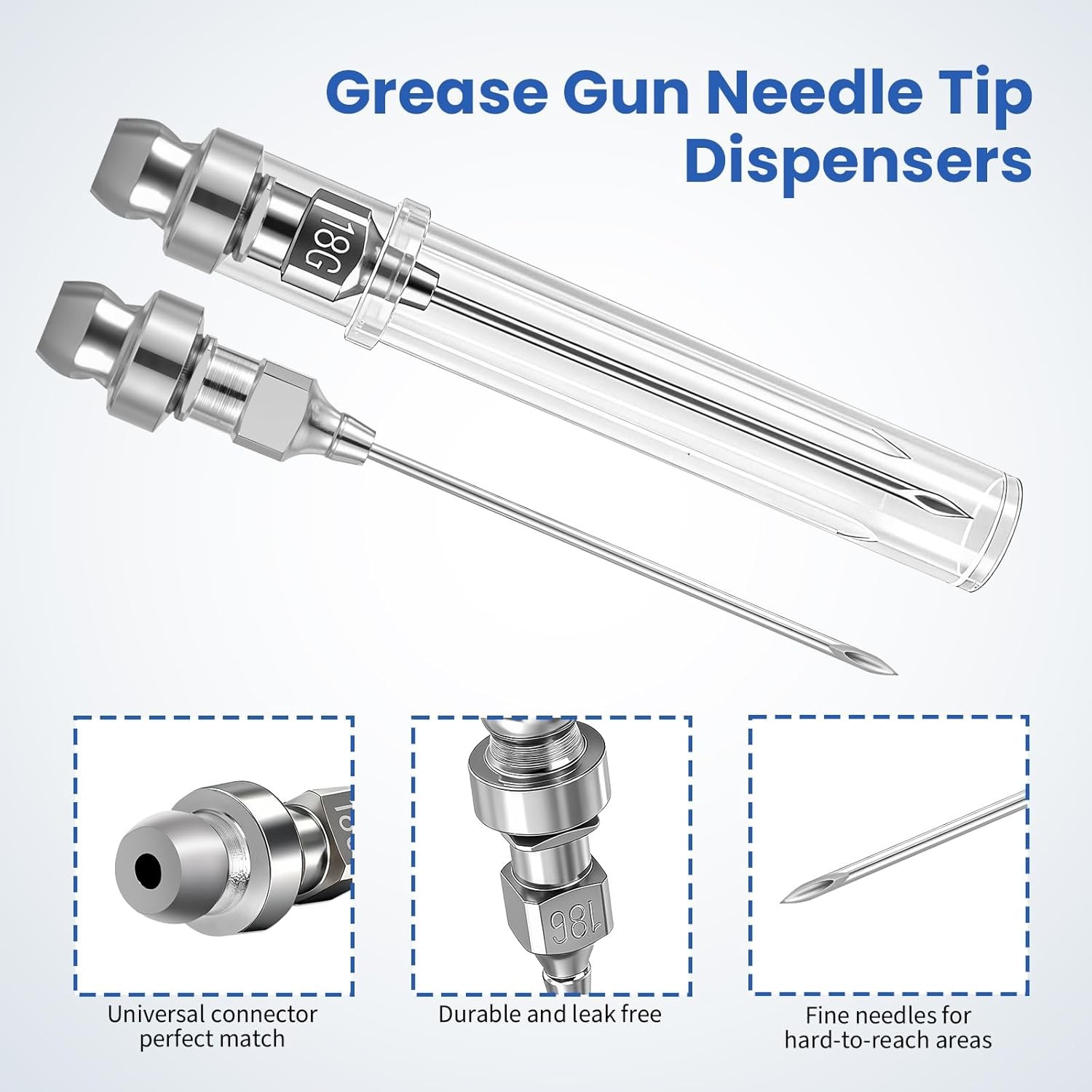 7PCS Grease Gun Needle Tip Kit, Mini Nozzles & Adapters for Tight Spaces