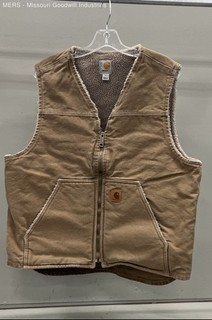 Carhartt Men's Tan V26 FRB Sandstone Sherpa Lined Duck Canvas Zip Vest Sz L