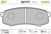 Valeo Bremsbelagsatz Scheibenbremse Essential 301777 FüR Cruiser Land Toyota 80