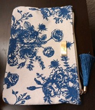 IPSY May 2025 Blue Tassel Pull and Flowers. Makeup Bag