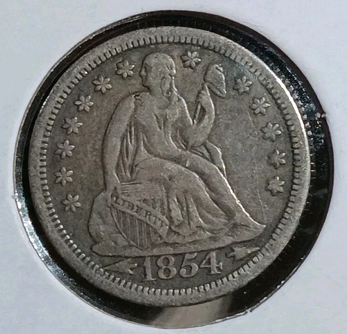 1854 Seated Liberty Dime wi Arrows Obverse Appears XF & Uncleaned! Item D23Z24