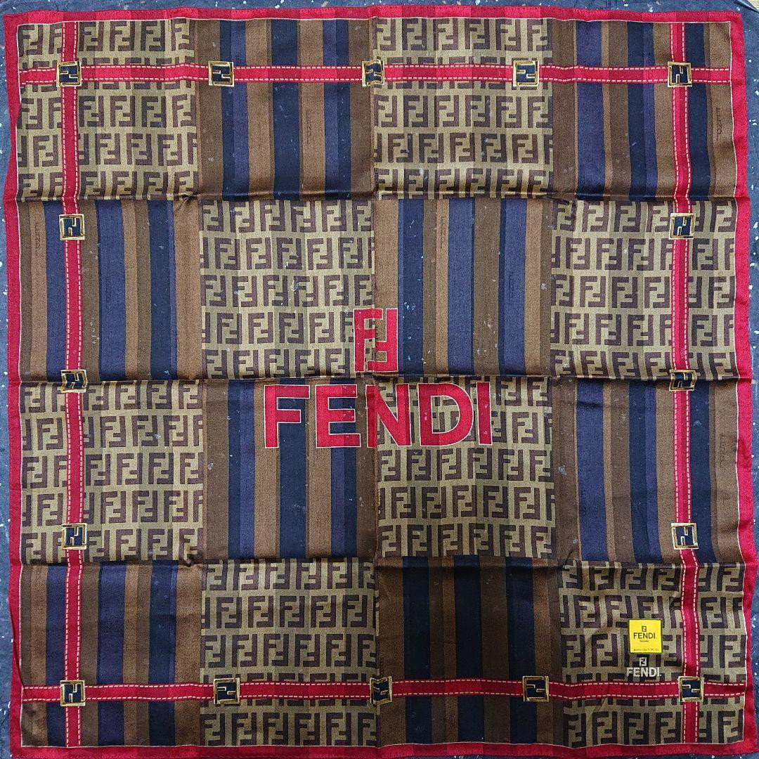FENDI handkerchief 58cm 22″ square cotton Zucca brown | eBay