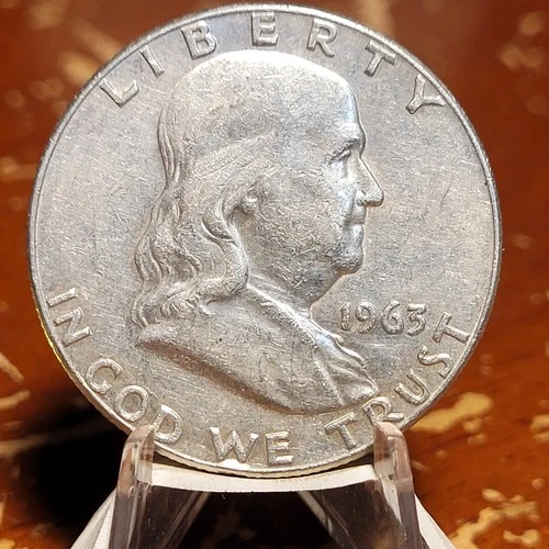 1963-D Franklin 90% Silver Half Dollar Nice Coin