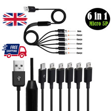 6in1 USB Splitter Cable Type C Micro Multi Fast Charging Adapter Cord Charger UK