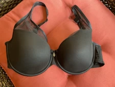 CURVY COUTURE 32G BLACK PLUNGE UW W/SHEER MESH!  HANDSOME!
