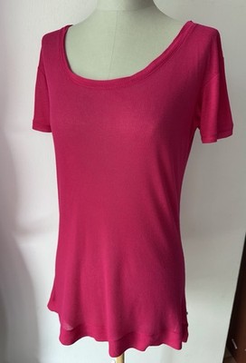 Strenesse Blue T Shirt Pink Sheer Transparent Dehnbar Baumwolle Modal 38 M
