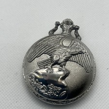 Silver-toned Quartz Pocket Watch with An American Eagle Design