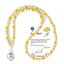 Lanyards for id badges and Keys for Women Wood Beaded Lanyard for Teacher Gift A