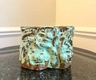 Vintage Frankoma Pottery Cork Bark Planter. Prairie Green Cork Bark Planter