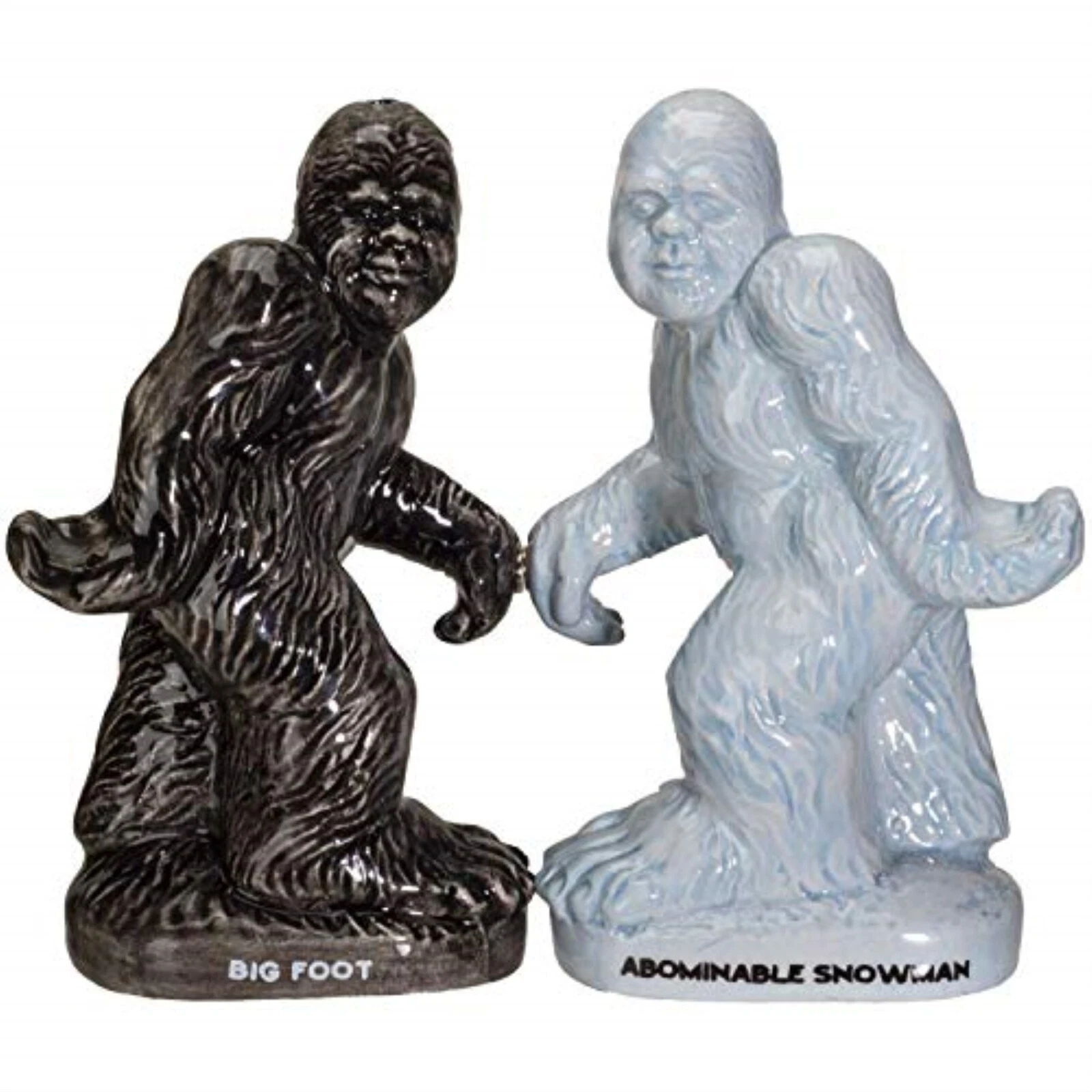 Bigfoot and Abominable Snowman Ceramic Magnetic Salt and Pepper Shaker Set