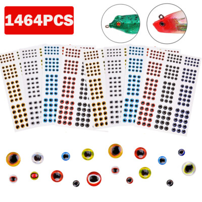 1464pc Fishing Lure Eyes 3mm-4mm-5mm-6mm 3D Holographic Eyes Fly Tying Jig  Craft | eBay