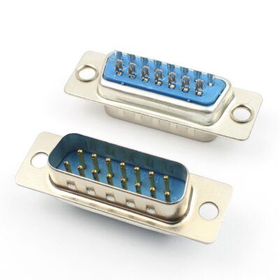 5Pcs D-SUB Male Standard Solder Type 15 Pin Plug Adapter Connector 2 Rows DB15M