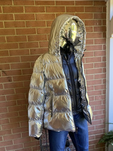 Michael Kors Ciré Shine Hooded Puffer Coat Jacket Silver S $295 Nwt - Picture 16 of 17