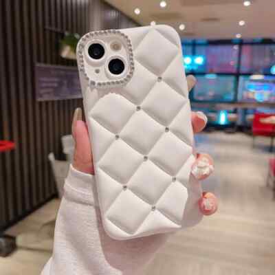 Anti-Sturz Strass Weiß Handyhülle Handyhülle für iPhone 15 Plus