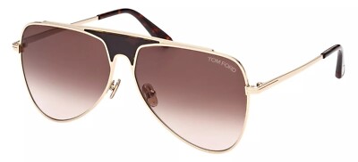 Tom Ford ETHAN FT 0935 935 28F Shiny Rose Gold/Brown Shaded Sunglasses New