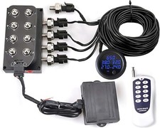 8-valve Air Ride Suspension Solenoid Manifold Wremote Blue Led Gauge 0-300psi