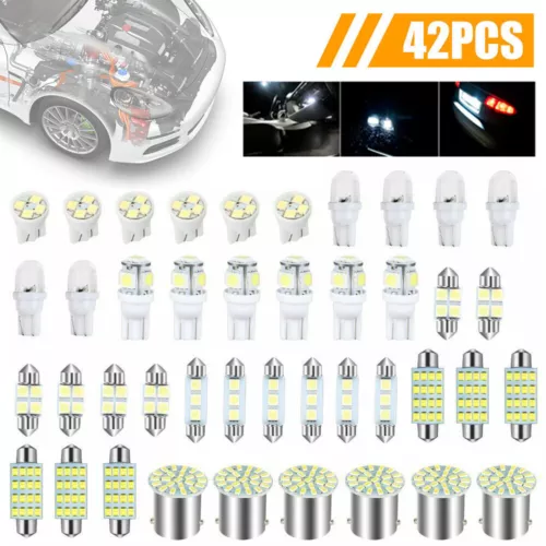 42Pcs Innenraumbeleuchtung Lampe L-E-D Auto Licht T10 SMD Birne Leselicht DC 12V - Bild 1 von 10