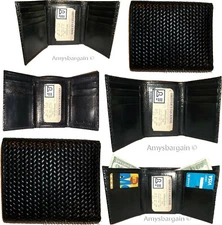 Men's wallet Woven Printed Leather Man's Trifold wallet 1 ID 9 card 2 bill slots