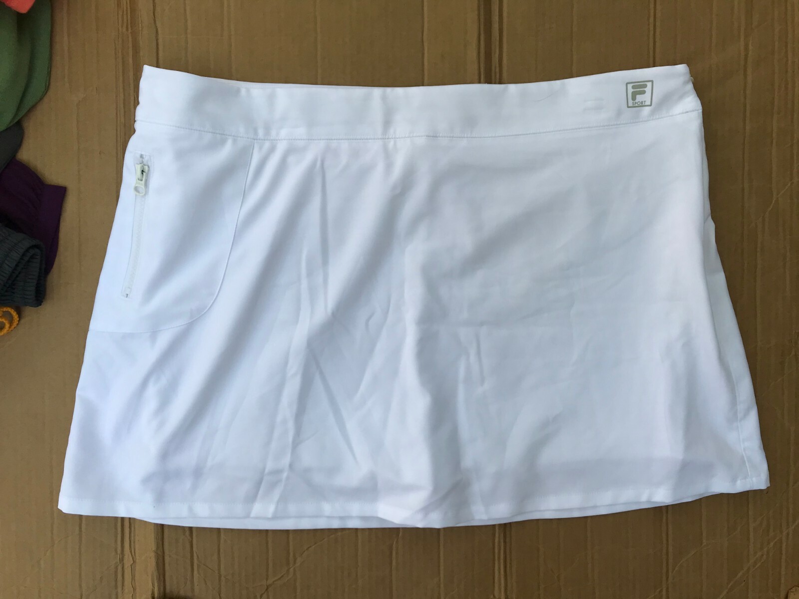 Womens Fila Sport Zip Skort XL White Mid Rise Relaxed Hip & Thigh