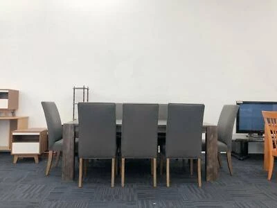 Today Delivery 9 Pcs Modern Wood Dining Table And Leather Delivery 9 Pcs Modern Wood Dining Table