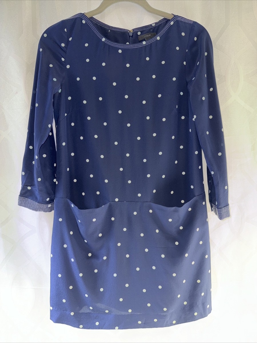 j crew polka dot silk dress J.Crew 100% Silk Polka Dot Long Sleeve Dress,