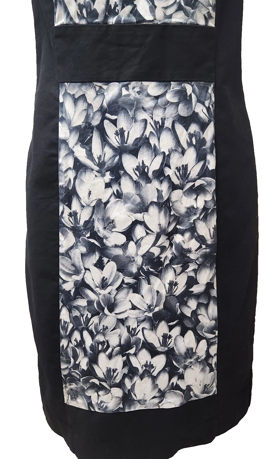 Abito donna Michael Kors 8 nero bianco floreale senza maniche misto cotone tubino