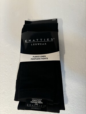 Chatties Legwear Fleece Footless Tights Black 1X2X