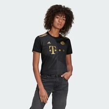 Adidas FC Bayern 2021/2022 Black Womens Away Soccer Jersey Sz M GR0482 RARE